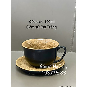 Bộ tách cafe gốm sứ Bát Tràng cao cấp men đen lòng nâu gốm hạt tiêu dung