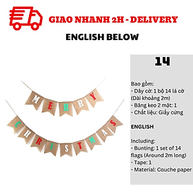 Mua Bộ Dây Cờ Noel Trang Trí Tiệc Nhiều Mẫu - Merry Christmas Bunting DCXM10