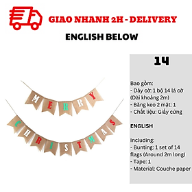 Bộ Dây Cờ Noel Trang Trí Tiệc Nhiều Mẫu - Merry Christmas Bunting DCXM10