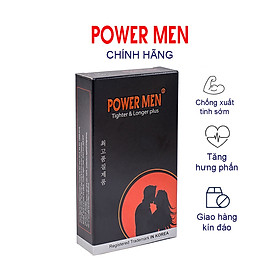 Bao cao su Size Việt, Ngăn xuất tinh sớm,  Tăng khoái cảm  Powermen  Tighter  Longer  Plus  Hộp 12 chiếc (TLO12)