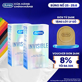 COMBO 2 HỘP BAO CAO SU DUREX INVISIBLE EXTRA THIN EXTRA SENSITIVE 10S (10 bao/hộp)