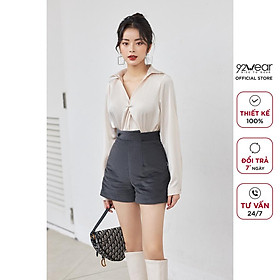 Quần short nữ cạp cao 92WEAR, vải nhung tăm cao cấp, 3 màu dễ mix match SBA2112