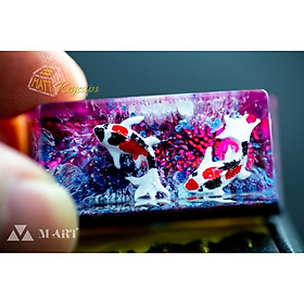 Mua Keycap cá koi 2U trang trí bàn phím cơ (tone đỏ đen  tím)