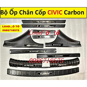 Chống Trầy Cốp, Ốp Bậc Chân Carbon Xe Honda Civic 2022-23 Mẫu Vân Carbon Cao Cấp