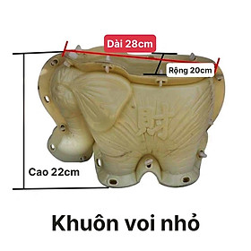 Khuôn chậu hình con voi nhỏ chất liệu nhựa ABS đầy đủ lòng trong và tấm đáy