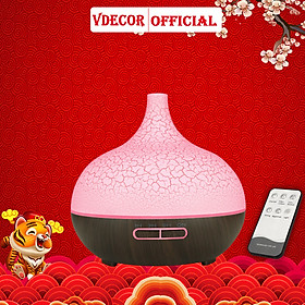 Mua (Hàng chính hãng) Máy xông tinh dầu Vdecor cổ cao rạn dung tích 500ml tích hợp remote và led 7 màu