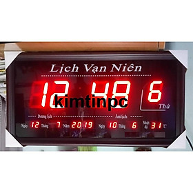 Đồng hồ vạn niên - Đèn Led - khung gỗ - Khổ 36x67cm