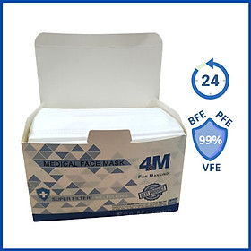 Khẩu trang y tế kháng khuẩn 4 lớp 4M Ultra Filter màu trắng - Thương hiệu 4M - Chuẩn quốc tế, lọc bụi, lọc khuẩn BFE - VFE - PFE >99%, kiểm định bởi Nelson Labs (Mỹ)