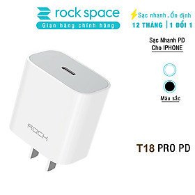 Củ sạc nhanh Rockspace T18 dành cho iphone 20W chuẩn PD, cổng ra typeC - Hàng chính hãng 