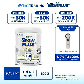 Sữa bột Nutifood GrowPLUS+ Cao Lớn Vượt Trội trên 2 tuổi Lon 800g