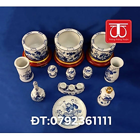 Mua BỘ BÁT HƯƠNG VẼ SEN ĐẾ GỖ SƠN SON THẾP VÀNG ĐK BÁT 16 18 20CM