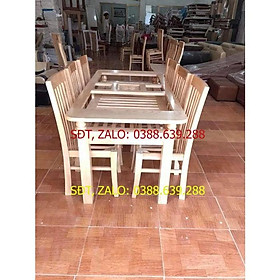 Bàn ghế ăn gỗ sồi 6 ghế bàn chữ nhật