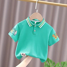 Áo Polo Tay in Hoạt Hình bé trai, Áo thun cộc tay cho bé từ 6-28kg MoonHouse
