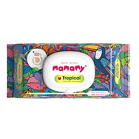 Khăn ướt Mamamy Tropical 100% sợi tự nhiên ngừa hăm, rôm sảy kháng khuẩn giữ ẩm cho bé (Gói 60/90 tờ)