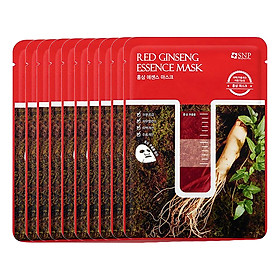 Bộ Mặt Nạ Essence Tinh Chất Hồng Sâm Dưỡng Ẩm Chuyên Sâu SNP Red Ginseng Essence Mask (10 Miếng)
