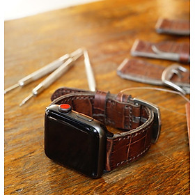 DÂY ĐỒNG HỒ DA BÒ THẬT VÂN CÁ SẤU NÂU - TẶNG KÈM KHÓA + CHỐT + CÂY THAY DÂY - CHÍNH HÃNG RAM LEATHER
