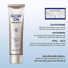 KEM CHỐNG NẮNG NÂNG TONE SÁNG DA GLUTATHIONE DABO GLOW ON SUN MILKY WHITE SPF50+ PA+++