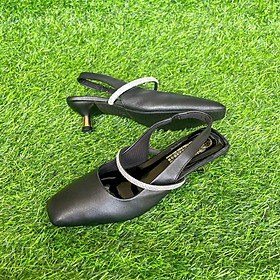 Giày nữ sandal cao gót 3cm da mềm Trường Hải 2 màu đen, kem CG125
