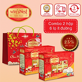 Combo 2 hộp Yến sào wins'Nest 25% tổ yến chưng nguyên chất ít đường (6 Lọ x 70 ml/ Hộp)