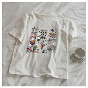 MS971 Áo thun nam nữ hoạ tiết brain, áo phông unisex học sinh dáng rộng