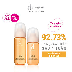 Bộ Sản Phẩm Cho Da Mụn Nhạy Cảm d program Acne Care (Nước Cân Bằng 125ml + Sữa Dưỡng 100ml)
