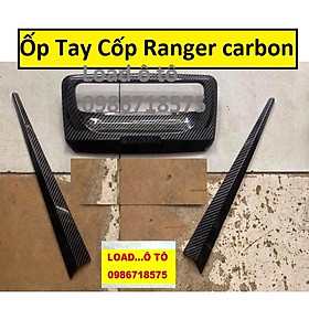 Ốp Tay Mở Cốp Sau Ford Ranger 2021-2016 Vân Carbon Cao Cấp