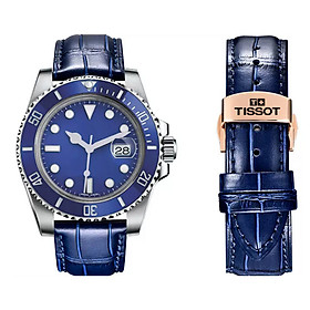 Dây đeo đồng hồ Tissot - Dây Đeo Đồng Hồ Da Cá Sấu Navy Thay Thế Dành Cho Tissot Size 19/20/21/22mm - Chất Liệu Da Cá Sấu Cao Cấp Tương Thích Tất Cả Các Phiên Bản Đồng Hồ Tissot - Bảo Hành 12 Tháng - Khóa Cài + Bướm Hồng - 22/20mm