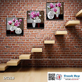 Bộ 3 tranh canvas treo tường Decor Bình hoa nghệ thuật - DC218