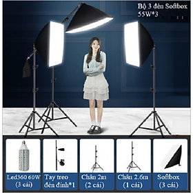 Bộ 3 Đèn Studio Quay Phim Chụp Ảnh Chuyên Nghiệp 20W/40W/60W, Đèn Chụp Ảnh Thời Trang Hàng Chính Hãng