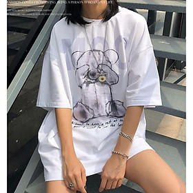 Áo thun, áo phông tay lỡ form rộng oversize anime GẤU MOC M498 DH NVH SHOP