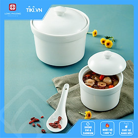 Mua Combo thố chưng yến 4 inch và thìa lỗ sứ Long Phương