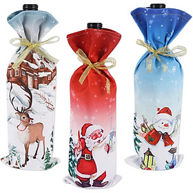 6 Cái Túi Bọc Chai Rượu Vang Đỏ Giáng Sinh Ông Già Noel Người Tuyết Mô Hình Tuần Lộc Bọc Chai Cho Bàn Ăn Gia Đình Túi Quà Kẹo Trang Trí Tiệc Lễ Hội