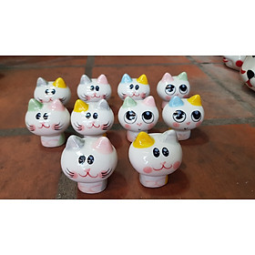 Thú trang trí - mèo đầu to mini gốm sứ. Món quà xinh xắn, ý nghĩa dành tặng người thân, bạn bè. Giao màu sắc ngẫu nhiên từ HCM