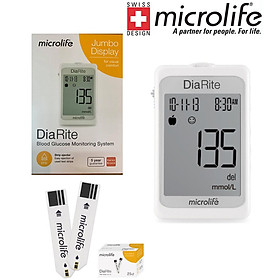 Trọn bộ máy đo đường huyết Microlife Diarite BGT gồm máy và 50 que test