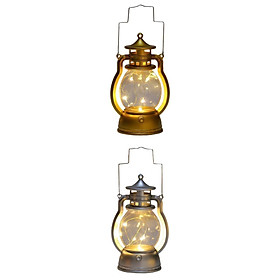 2Pcs Decorative Oil Lamp Christmas LED Lantern Lamp Hanging Lantern for Home