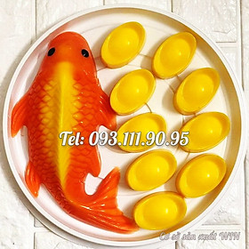 Bộ 2 khuôn: cá chép và thỏi vàng làm bánh, rau câu, giò chả, ép xôi - Mã số Q 1206