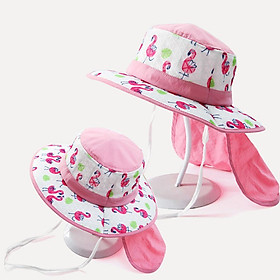 Chống Tia UV Cho Bé Mùa Hè Safari Hat Bé Trai Mũ Trẻ Em Panama Unisex Đi Biển Cho Bé Gái Nón Hoạt Hình Neckflap Nắp cho Bé - pink A
