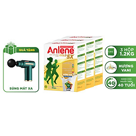 Combo 3 Sữa Bột Anlene Gold 5X Hương Vanilla (Hộp giấy 1200g) - Bao bì cũ - Tặng máy massage cầm tay