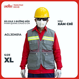 Áo Gile Kỹ Sư, Giám Sát Công Trình, Bảo Hộ Lao Động, 3 Đường Kéo, 6 Túi - Mã AGL3DK01A