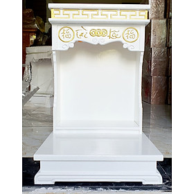 Mua Bàn thờ Thần Tài Ông Địa gỗ Sồi sơn trắng thếp vàng chữ Tài Lộc ngang 42cm và 48cm