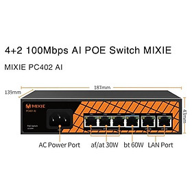 SWITCH MIXIE PC402 4+2 ( 100MBS ) , TỐI ĐA 250M - Hàng Nhập Khẩu