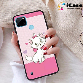 Ốp lưng iCase dành cho Realme C21Y chất liệu viền dẻo lưng cứng nhám TPU có hai lỗ xỏ dây đeo in nổi 4D hình bộ sưu tập Cat Cute 23