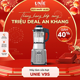 Máy Làm Sữa Hạt Unie V9s Phiên Bản Cao Cấp dung tích 1.75L,công suất 1800w, Thiết kế hiện đại, sang trọng, Công nghệ sấy khô khử khuẩn, tính năng tạm dừng hiện đại - Hàng Chính Hãng
