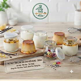 Hũ thủy tinh làm sữa chua 200ml dáng béo bụng , hũ thủy tinh đựng hương liệu, mật ong, làm sữa chua