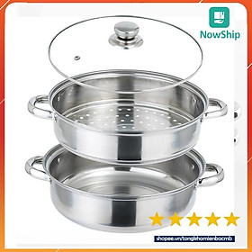 Mua Bộ Nồi Hấp 2 Tầng phi 28 vung kính Tặng 2 thìa