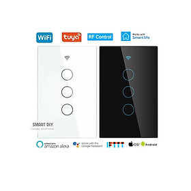 Mua Công tắc wifi thông minh 3 nút cảm ứng màu trắng sử dụng tuya qua điện thoại