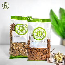500g hạt hạnh nhân + 500g nhân hạt óc chó real food - hàng nhập khẩu chính hãng