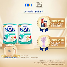 Bộ 2 lon Sữa bột NAN OPTIPRO PLUS 4 Nestle Bé 2-6 tuổi 1500g/lon Giúp tiêu hóa tốt