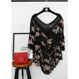 Váy họa tiết cổ V cao cấp Quảng Châu