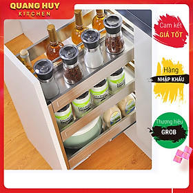 Giá gia vị tủ bếp dưới inox hộp hàng chính hãng Grob sang trọng hiện đại